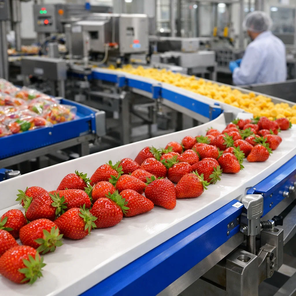 banda transportadora en planta de alimentacion